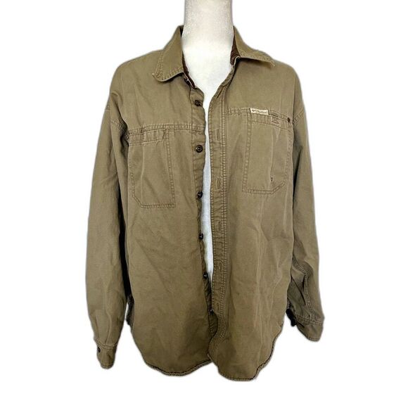 Columbia Brand Utility Jacket Khaki with Brown Lining Men's Large - Picture 1 of 7